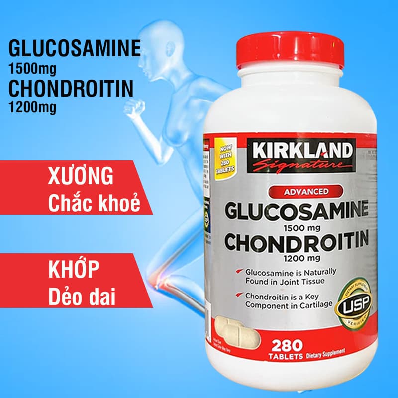 Hỗ trợ xương khớp Glucosamine 1500 Chondroitin 1200 Kirkland 280 viên