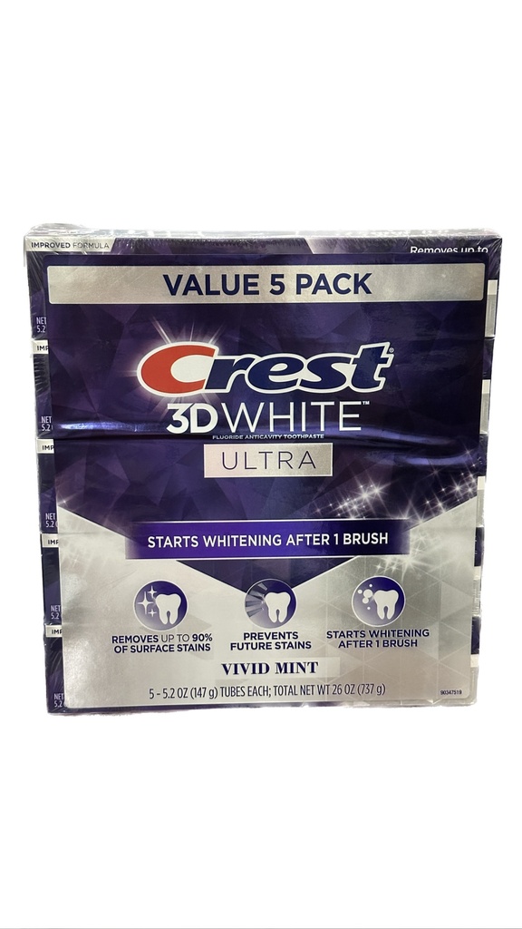 Tuýp Kem Đánh Răng Crest 3D White Ultra Vivid Mint 147g