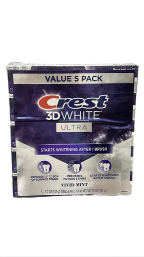 [030772003015] Tuýp Kem Đánh Răng Crest 3D White Ultra Vivid Mint 147g