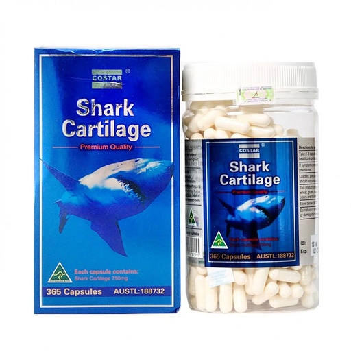 Viên Uống Sụn Vi Cá Mập Hỗ Trợ Xương Khớp Shark Cartilage Costar 750mg 365 viên